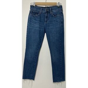 Banana Republic Straight Ankle Jeans Medium Wash Frayed Hem Women 26/2